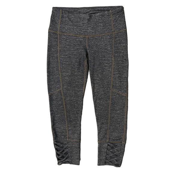 Athleta Women's XXSmall Leggings Criss Cross Legs Dark Gray 3/4 Length - Picture 1 of 8